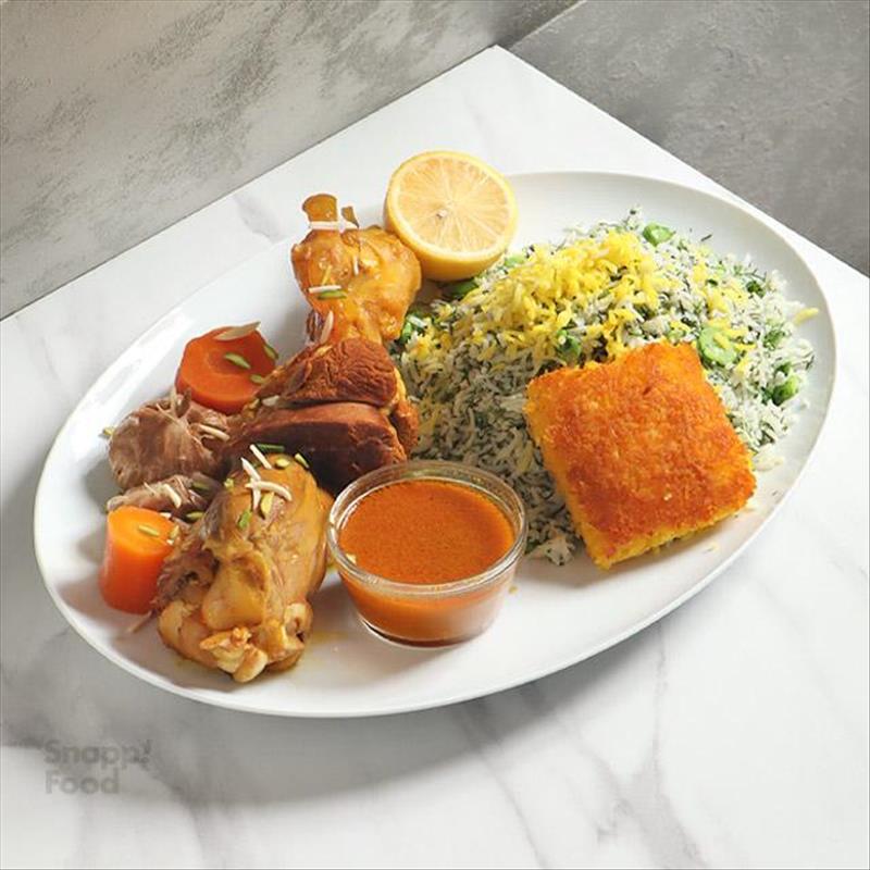 Fava bean and dill rice with lamb shank